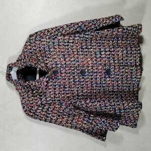 01154 Damee black, metallic gold & multi bell sleeve jacket XL